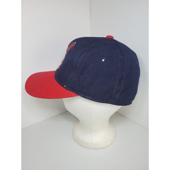 Vtg Cleveland Indians Chief Wahoo Logo Baseball Hat Wool MLB Snapback Cap Sz 7 - Picture 3 of 10